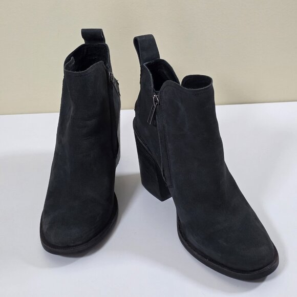 UGG Pixley Boots Womens 7.5 Black Gray Nubuk Ankle Stacked Heel Y2K SN 1095057 - Picture 14 of 15